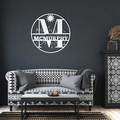 Personalized Decorative Monogram Die-Cut Metal Sign, Wall Decor