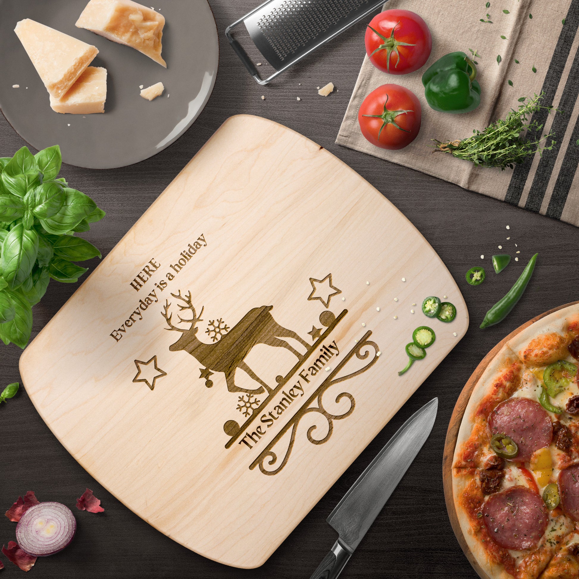 Personalized "Everyday is a Holiday" Hardwood Cutting Board