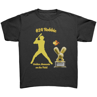 Camiseta juvenil de béisbol personalizada "Momentos dorados en el campo"