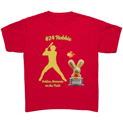 Camiseta juvenil de béisbol personalizada "Momentos dorados en el campo"