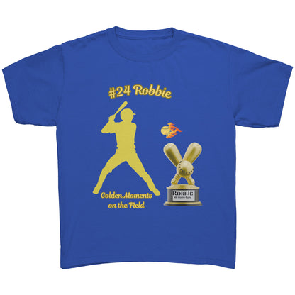 Camiseta juvenil de béisbol personalizada "Momentos dorados en el campo"
