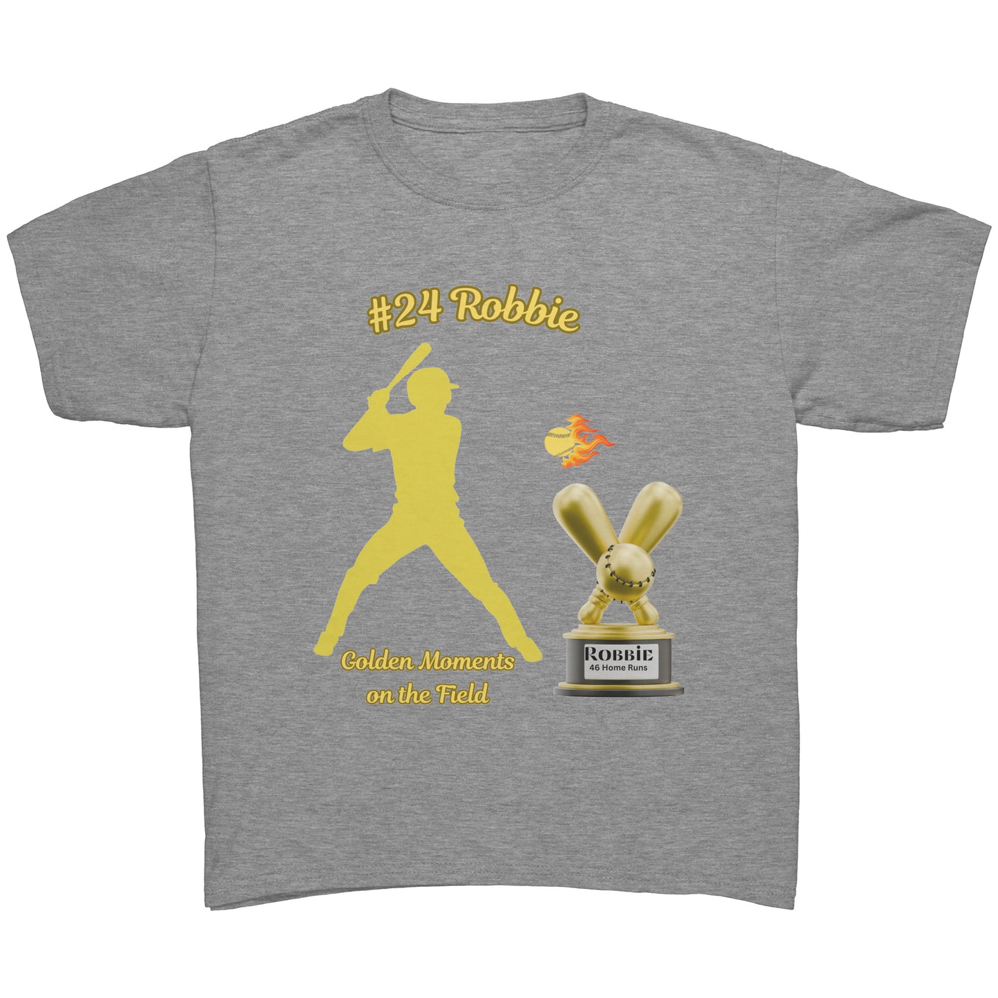Camiseta juvenil de béisbol personalizada "Momentos dorados en el campo"