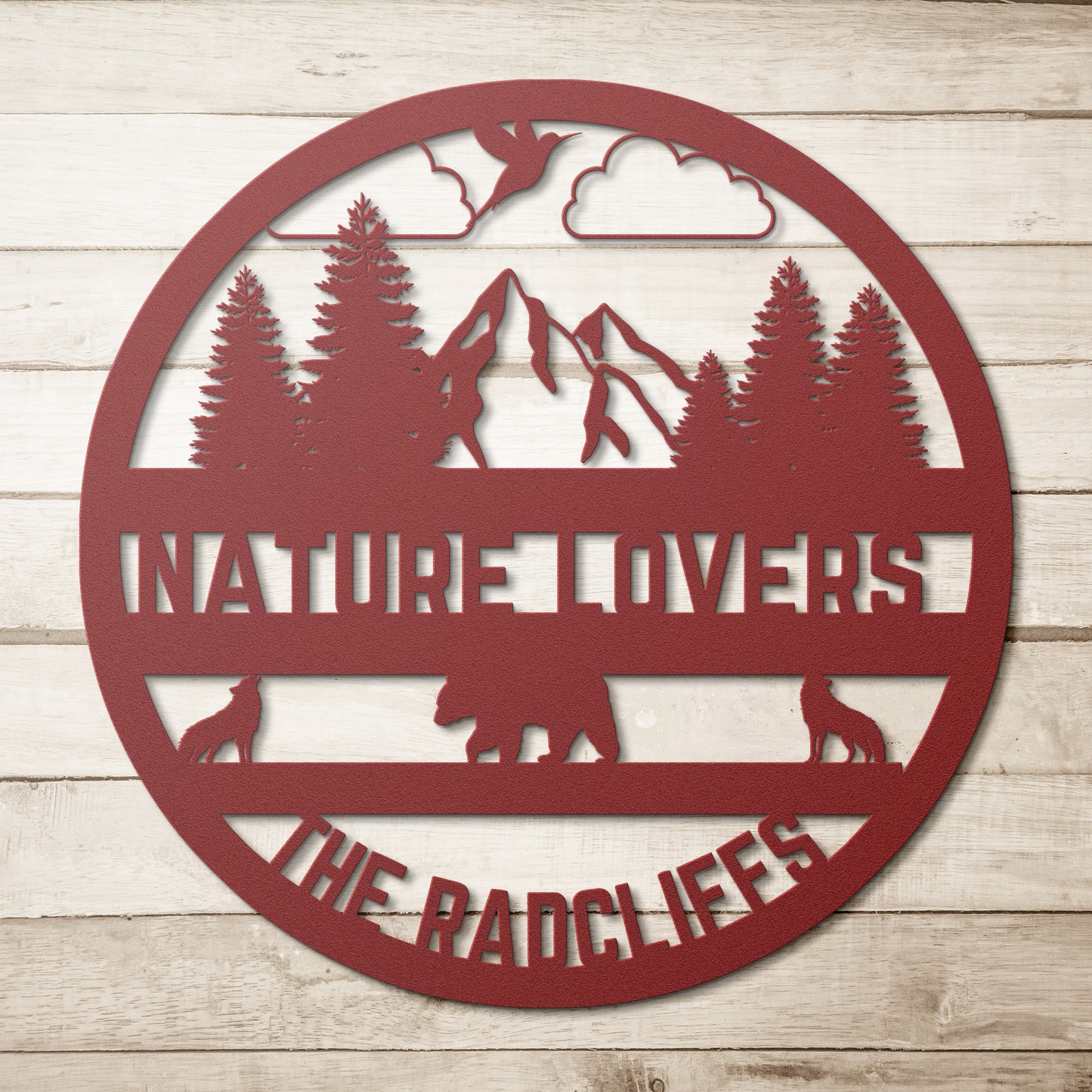 Personalized "Nature Lovers" Die-Cut Metal Sign