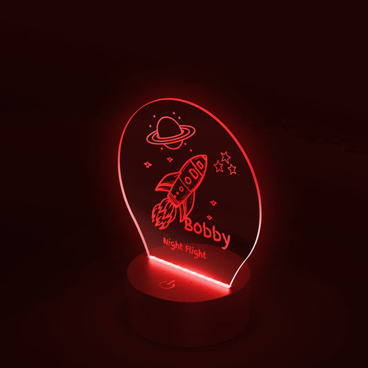 Personalized "Night Flight"  Laser-Etched Acrylic Night Light