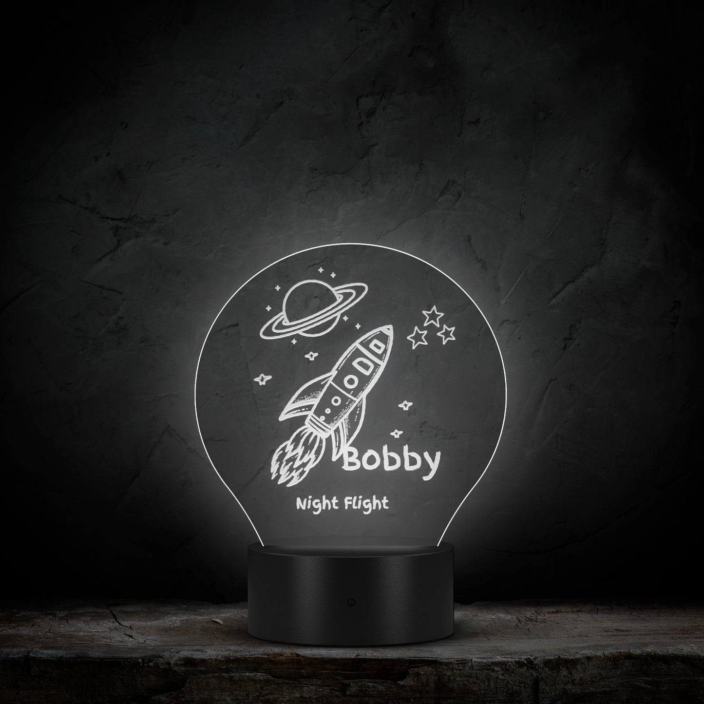 Personalized "Night Flight"  Laser-Etched Acrylic Night Light
