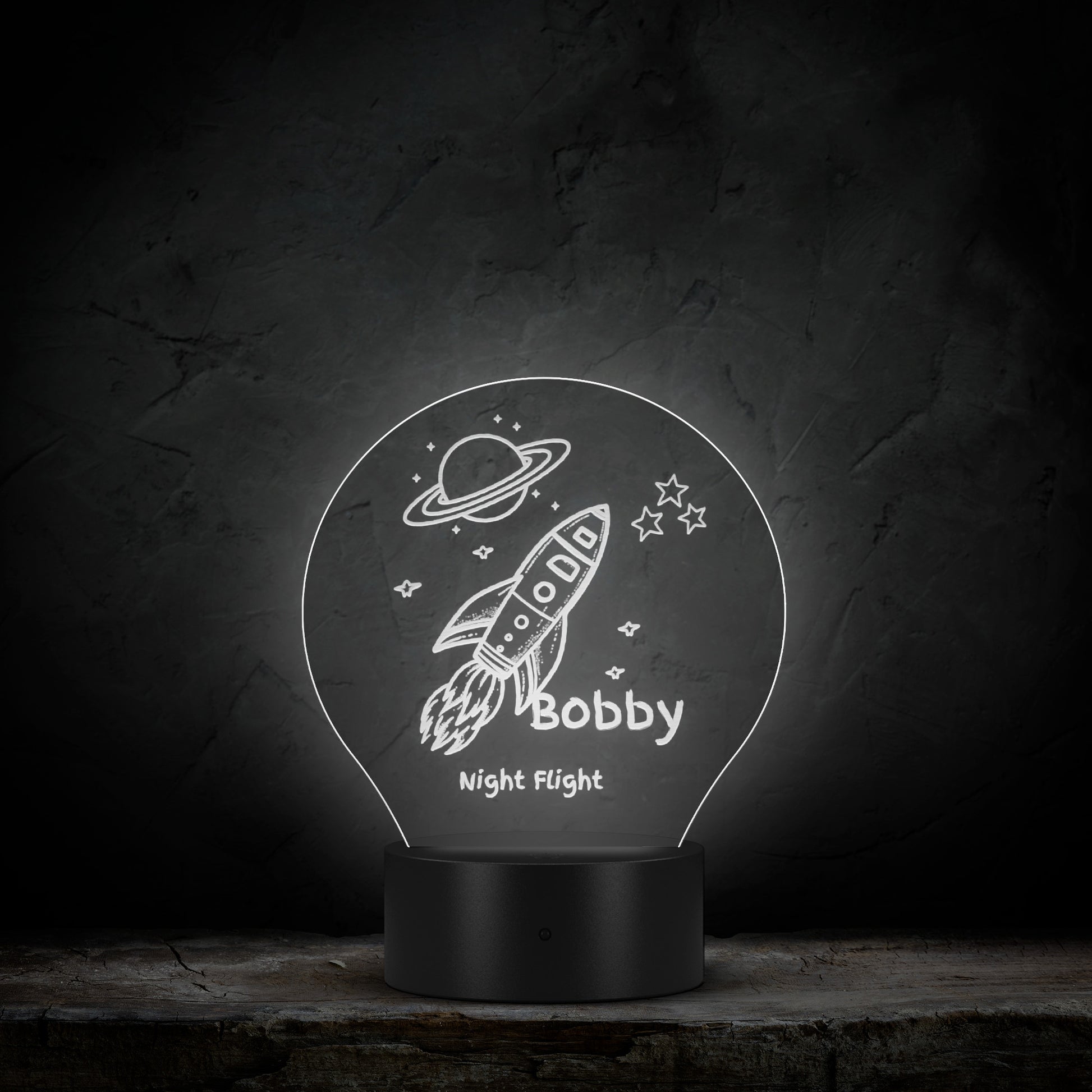 Personalized "Night Flight"  Laser-Etched Acrylic Night Light