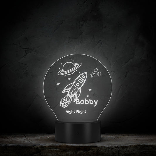 Personalized "Night Flight"  Laser-Etched Acrylic Night Light