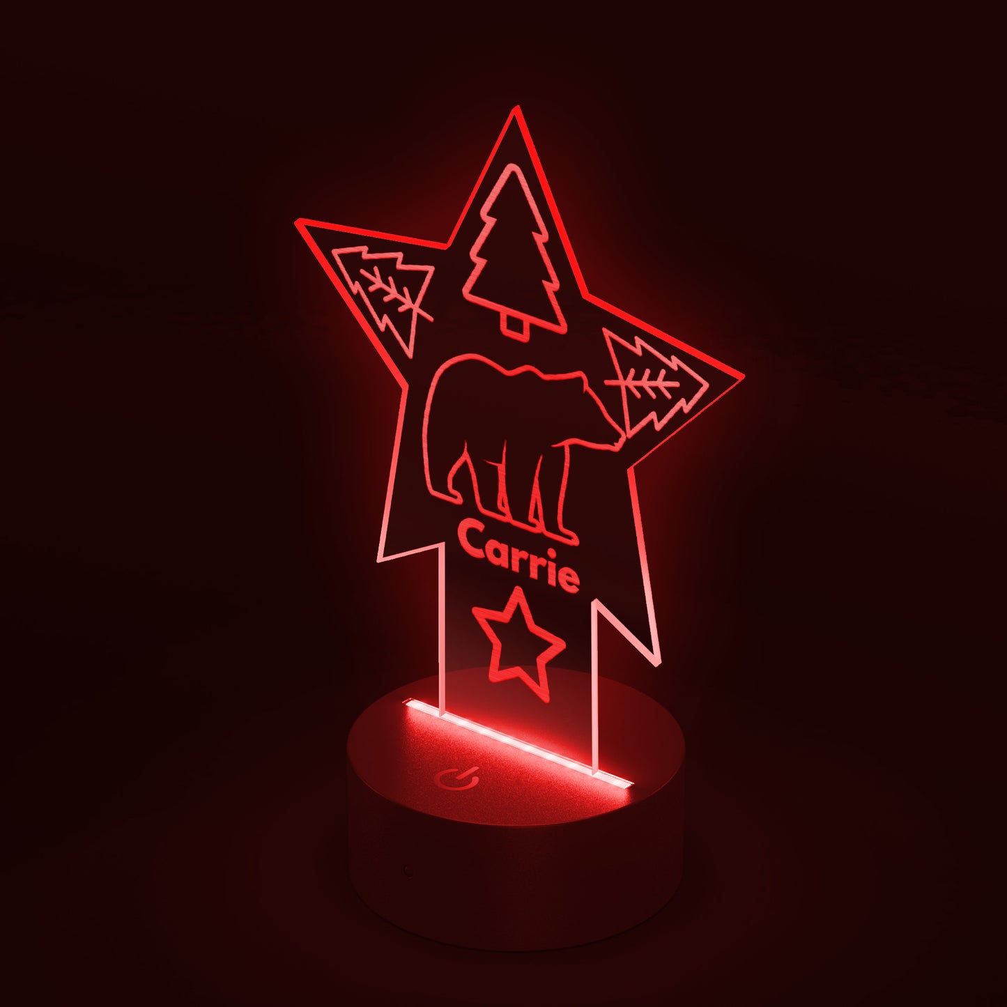 Placa acrílica LED multicolor de oso polar personalizada grabada con láser