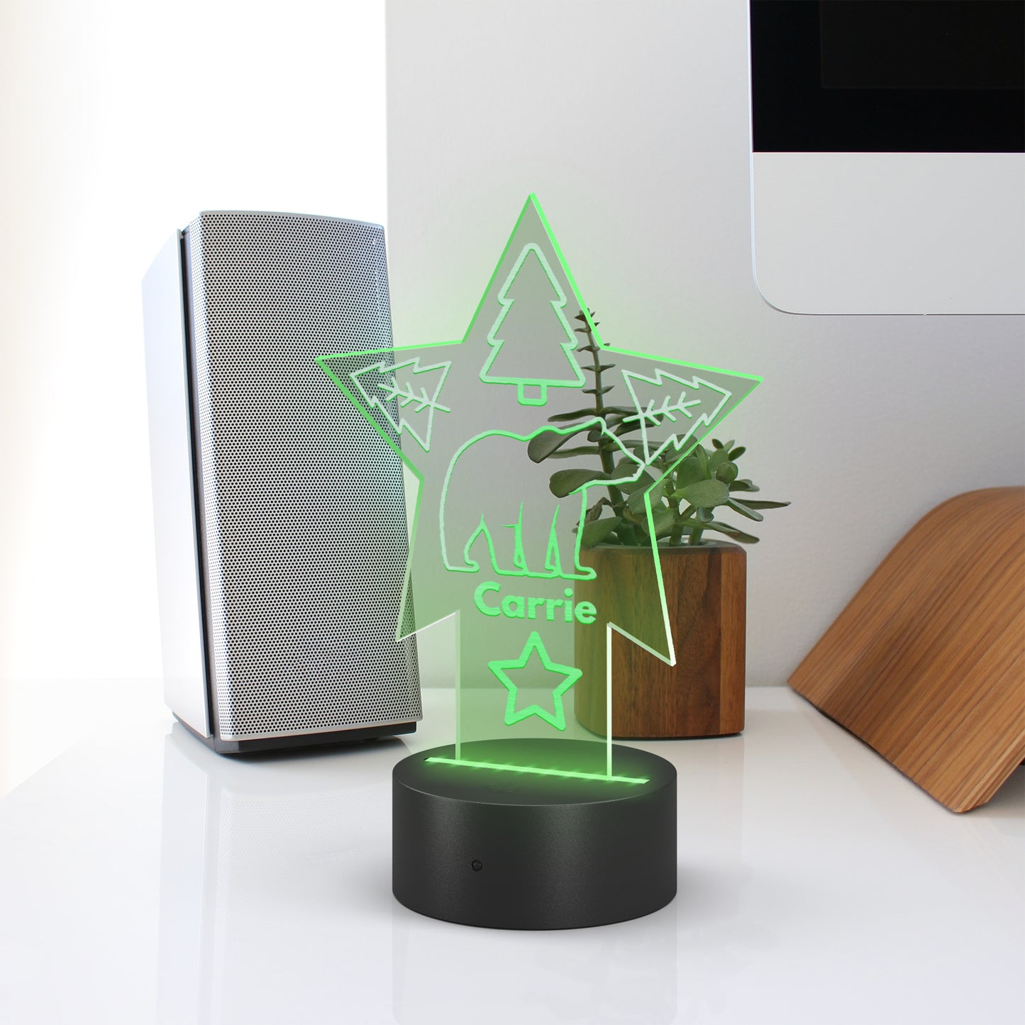 Placa acrílica LED multicolor de oso polar personalizada grabada con láser
