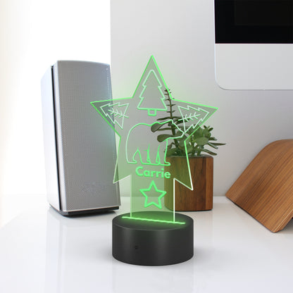 Placa acrílica LED multicolor de oso polar personalizada grabada con láser