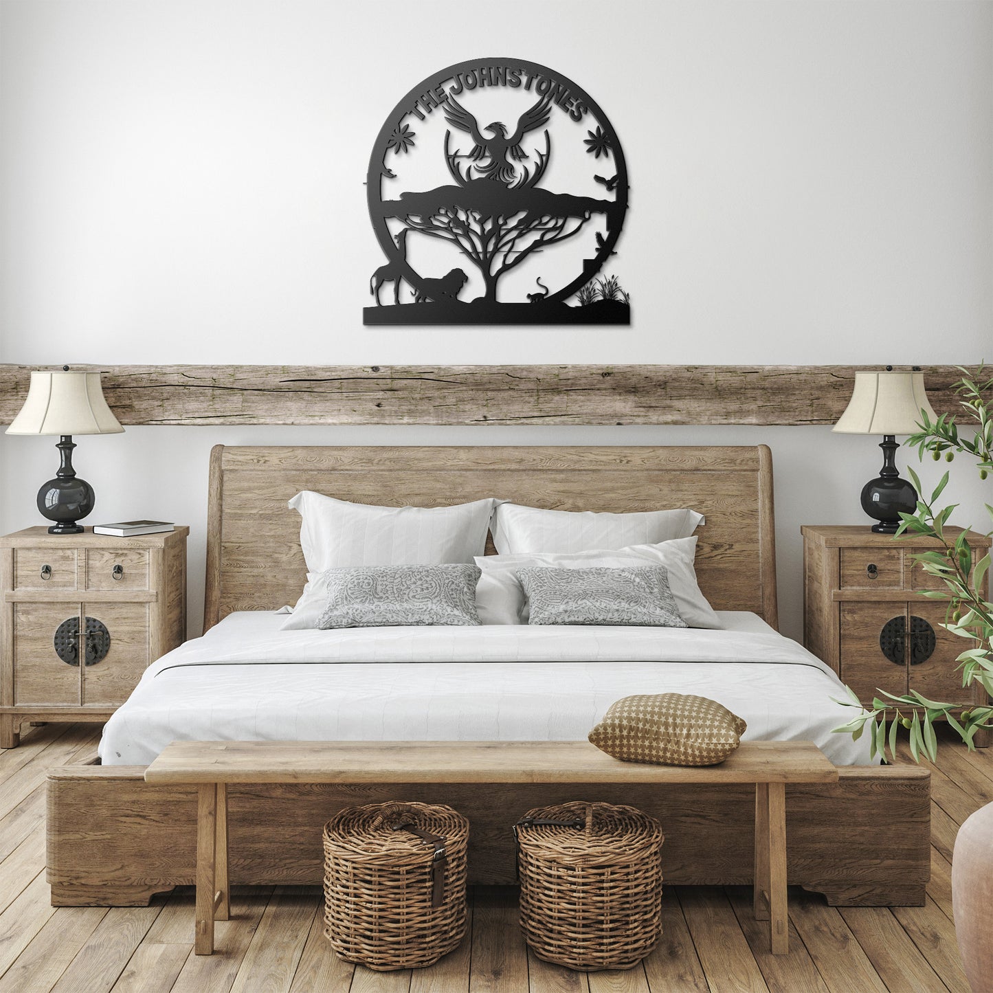 Letrero metálico troquelado "Safari" personalizado. Decoración de pared.