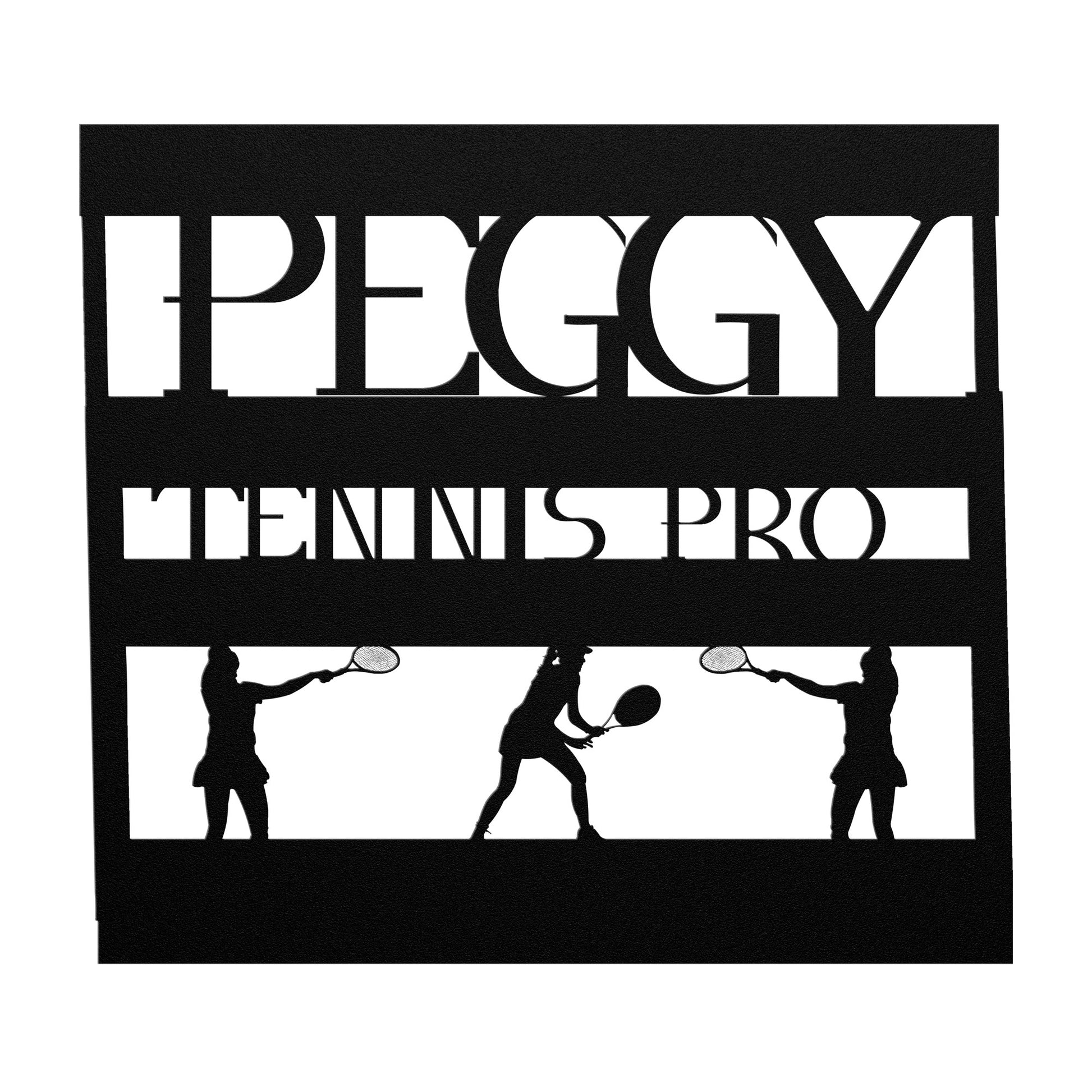 Personalized "Tennis Pro" Die-Cut Metal Wall Sign -Female Design