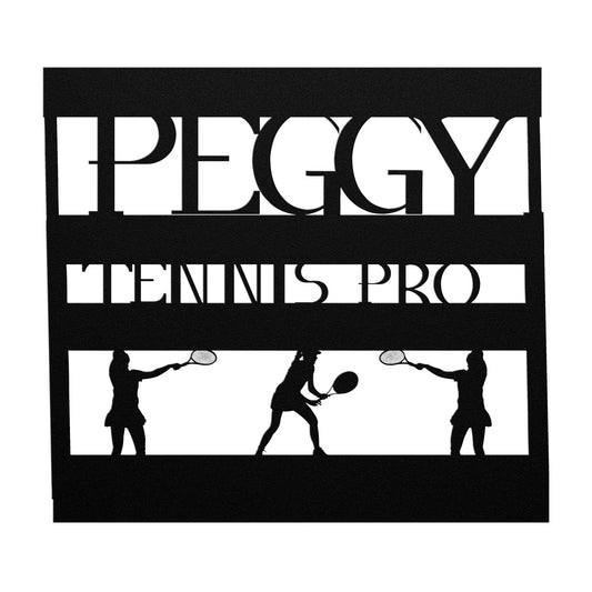 Personalized "Tennis Pro" Die-Cut Metal Wall Sign -Female Design