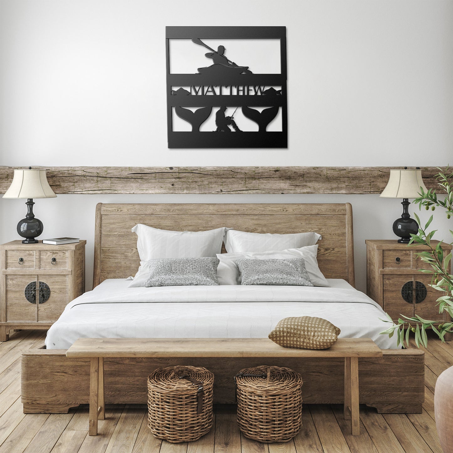 Letrero metálico troquelado personalizado "El Pescador"/Decoración de pared