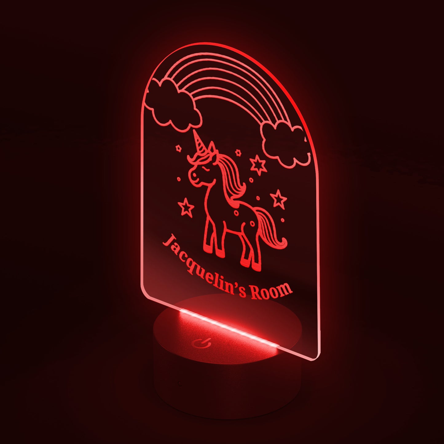 Luz nocturna acrílica de unicornio grabada con láser personalizada