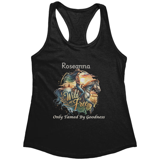 Personalized "Wild and Free - Only Tamed By Goodness" Racerback Tank Top for Her