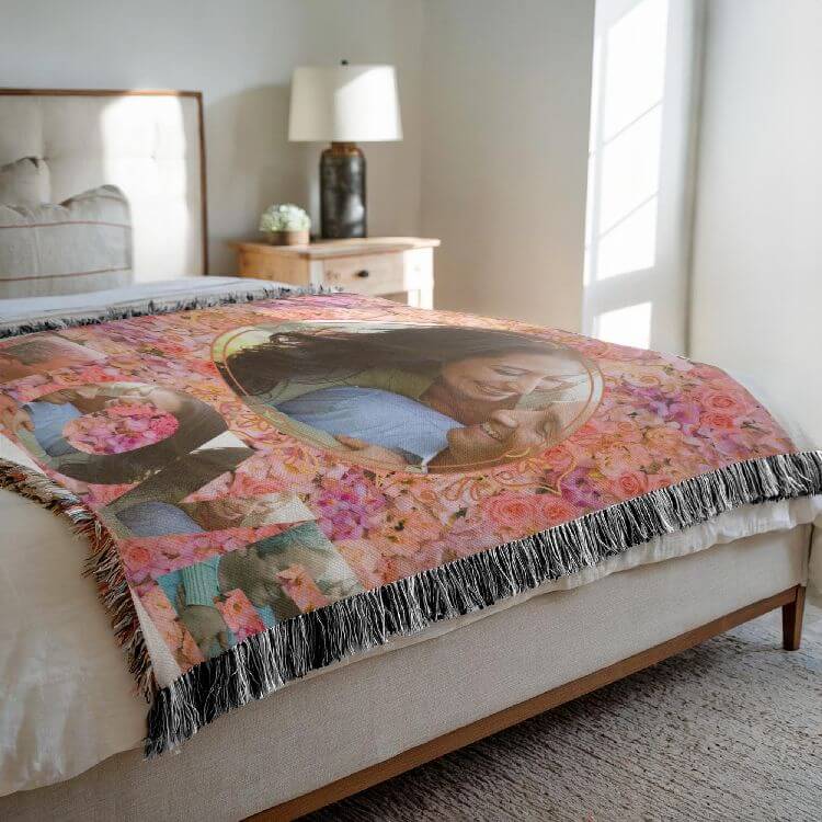 Personalized Photo "Love" Woven Blanket - Great Wedding Gifts