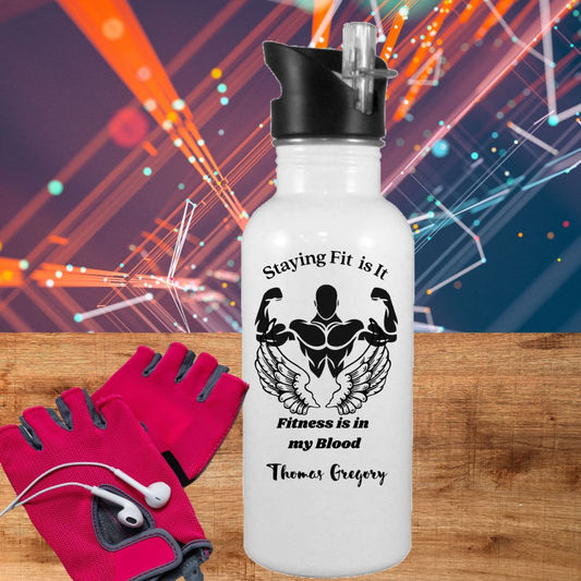 Personalized "Staying Fit is It"Water Bottle for Him
