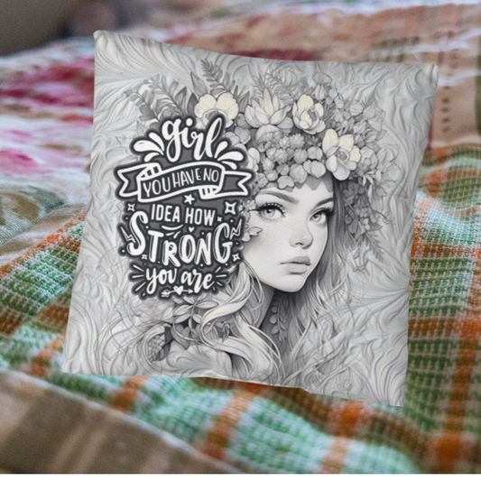 Inspirational Pillow Exemplifying Strength for Her