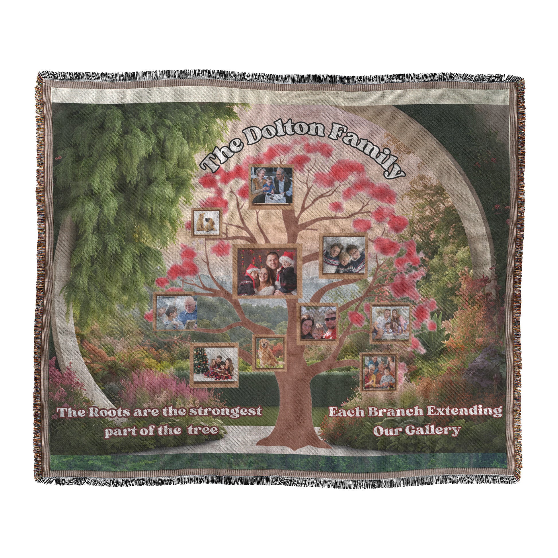 Personalized Photo Family Tree Decorative Woven Blanket