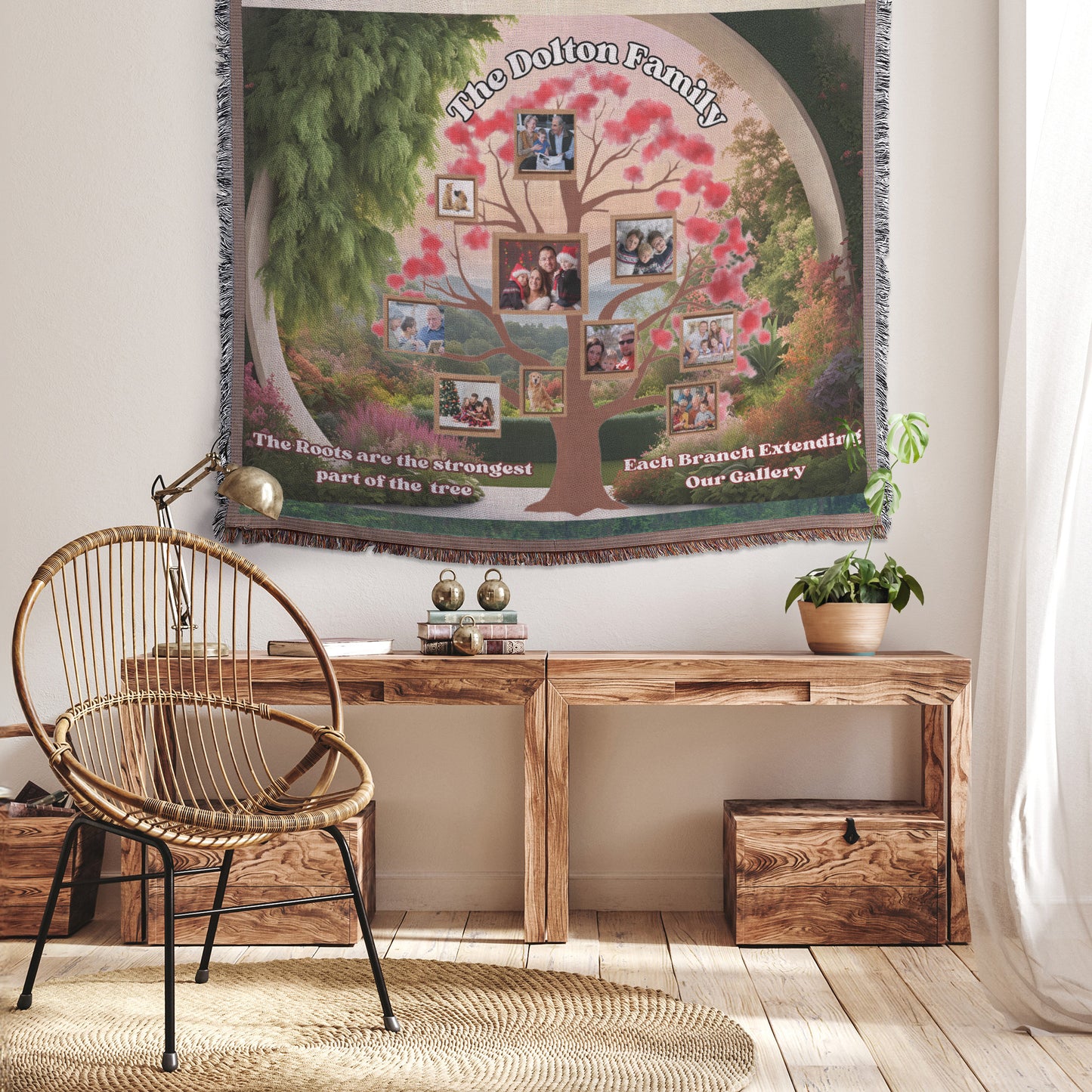 Personalized Photo Family Tree Decorative Woven Blanket