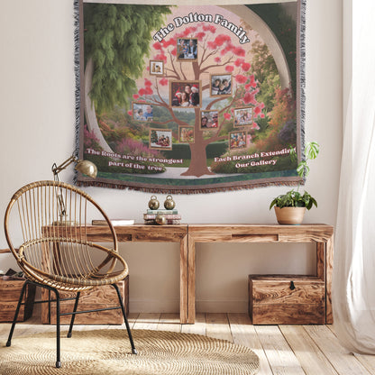 Personalized Photo Family Tree Decorative Woven Blanket