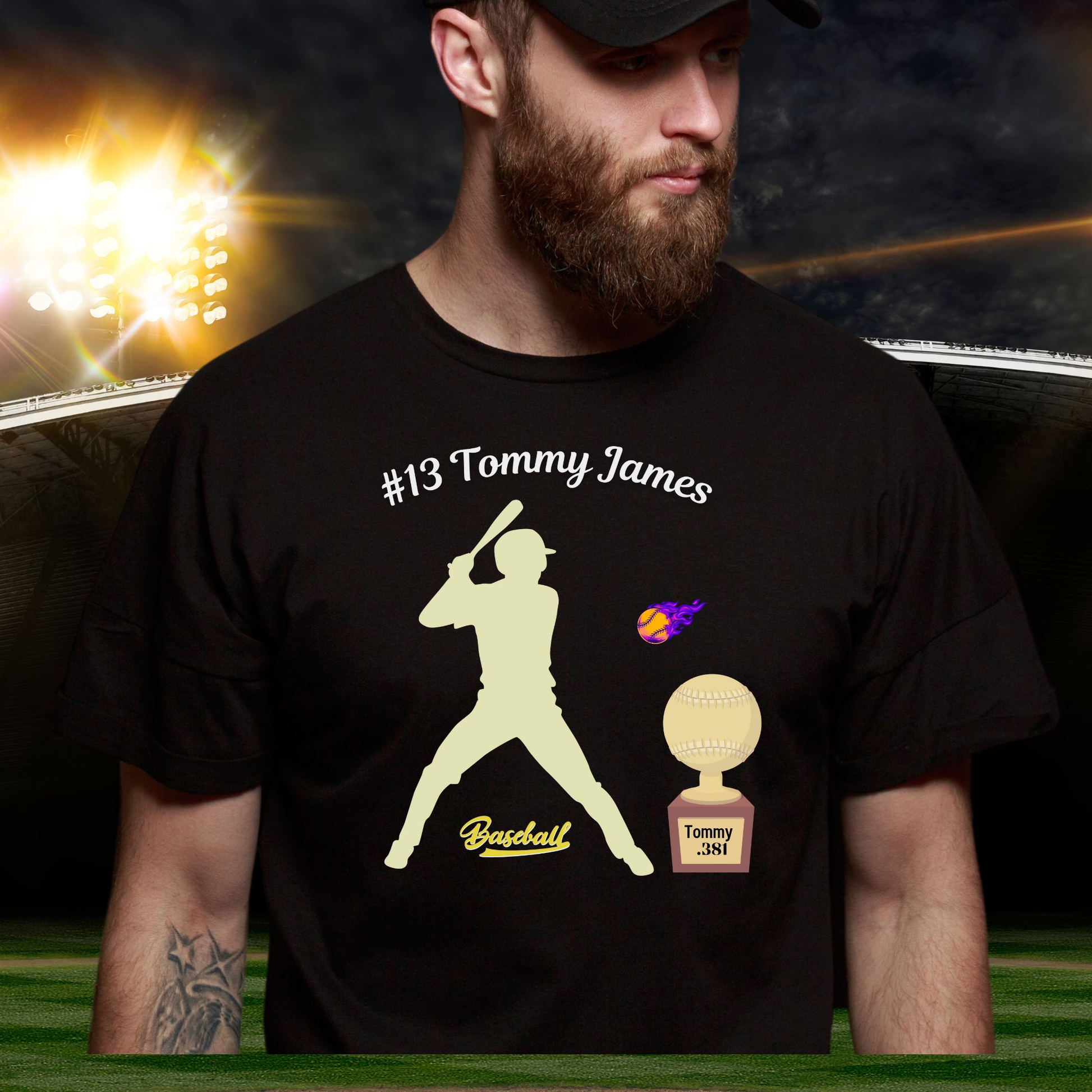 Personalized "Trophy" Baseball Adult T-Shirt