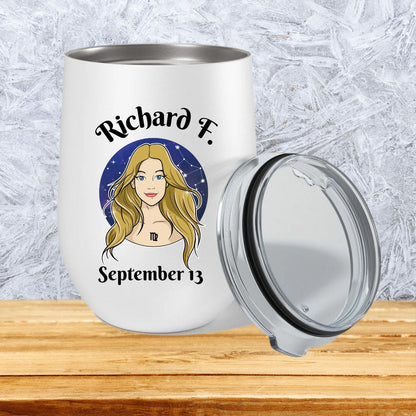 ZODIAC SIGN" BIRTHDAY WINE TUMBLER