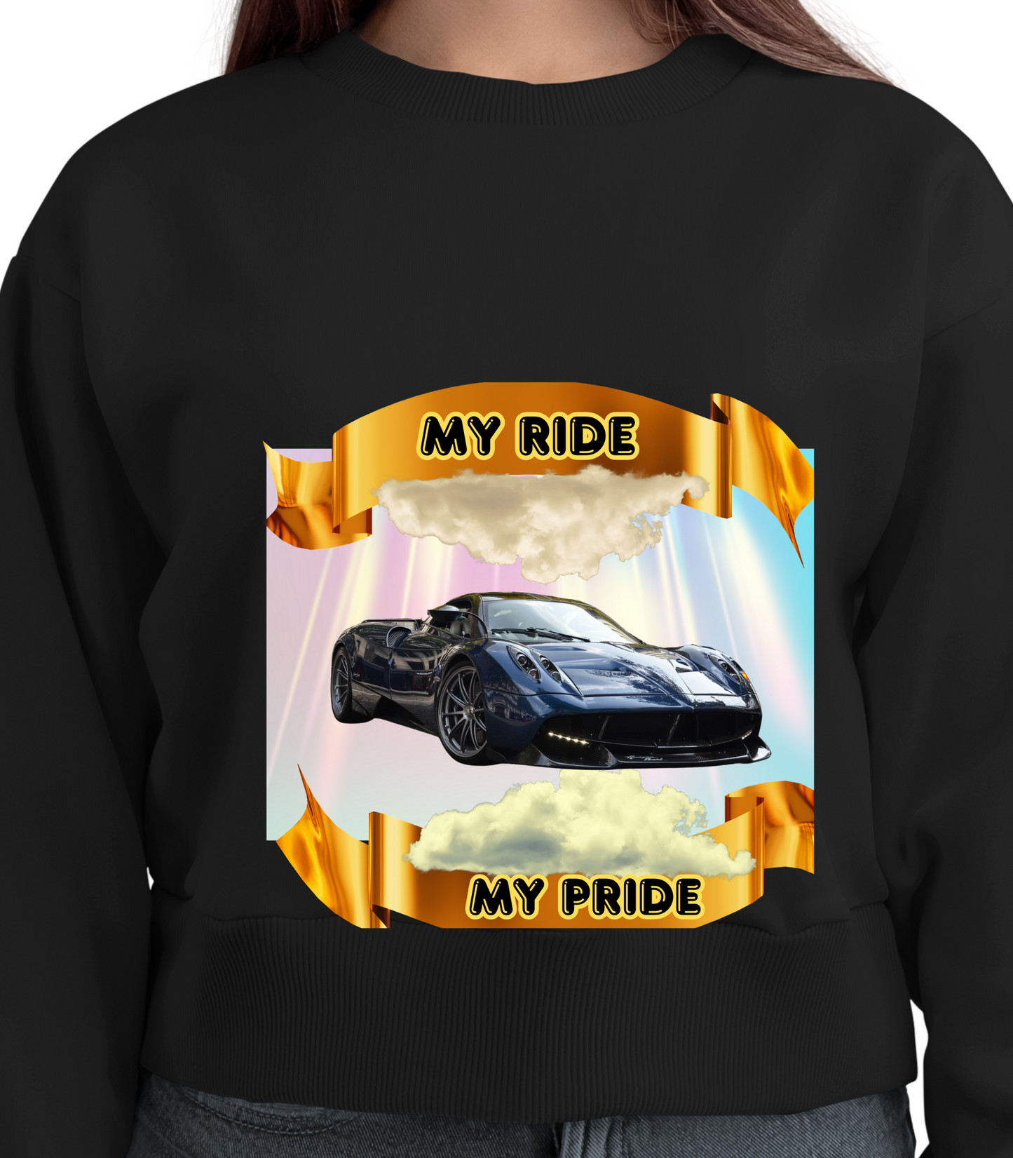 Personalized Photo "My Ride, My Pride" Car Owner  Gilden 18000 Unisex Crewneck Sweatshirt