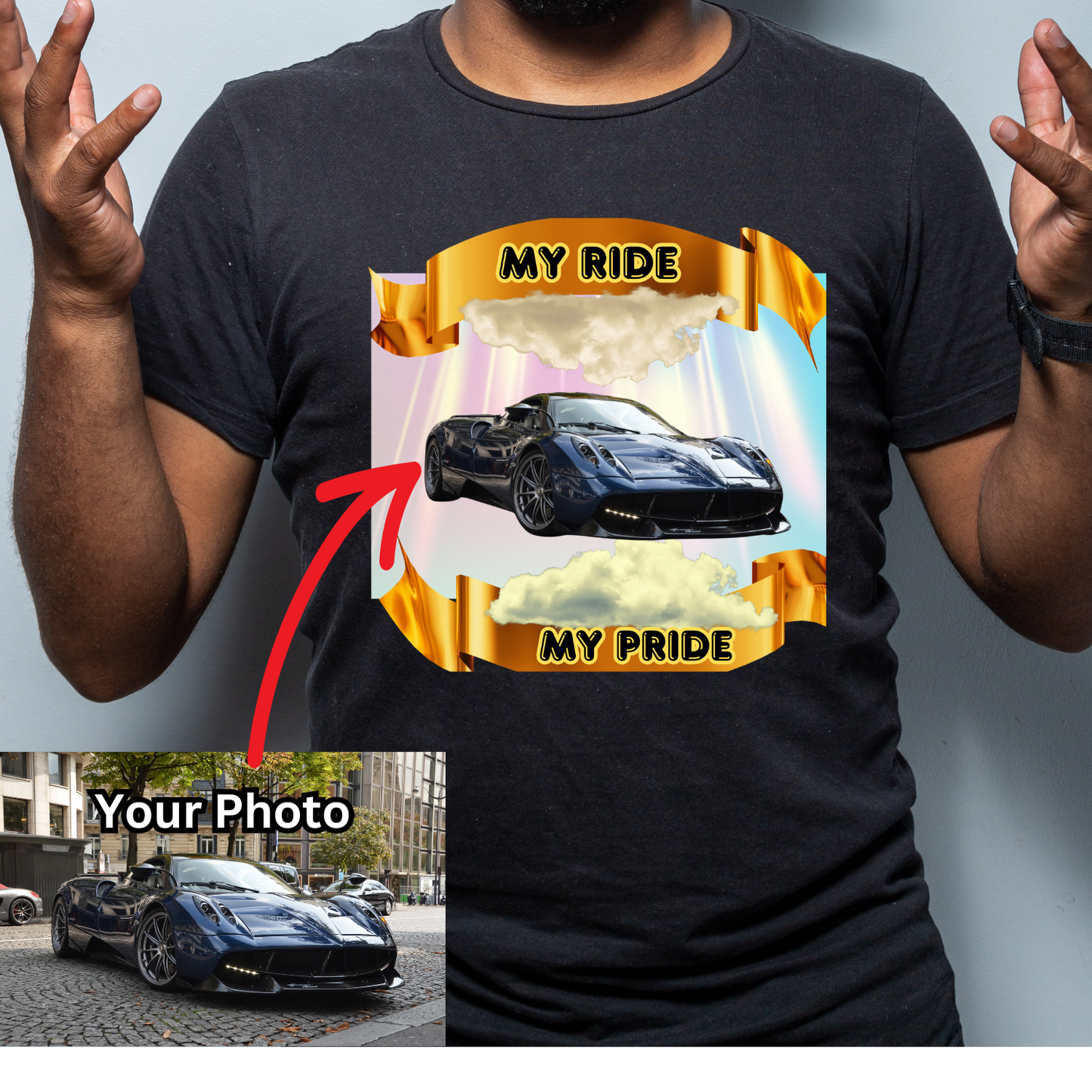 Personalized Photo "My Ride, My Pride" Car Owner Unisex t-shirt