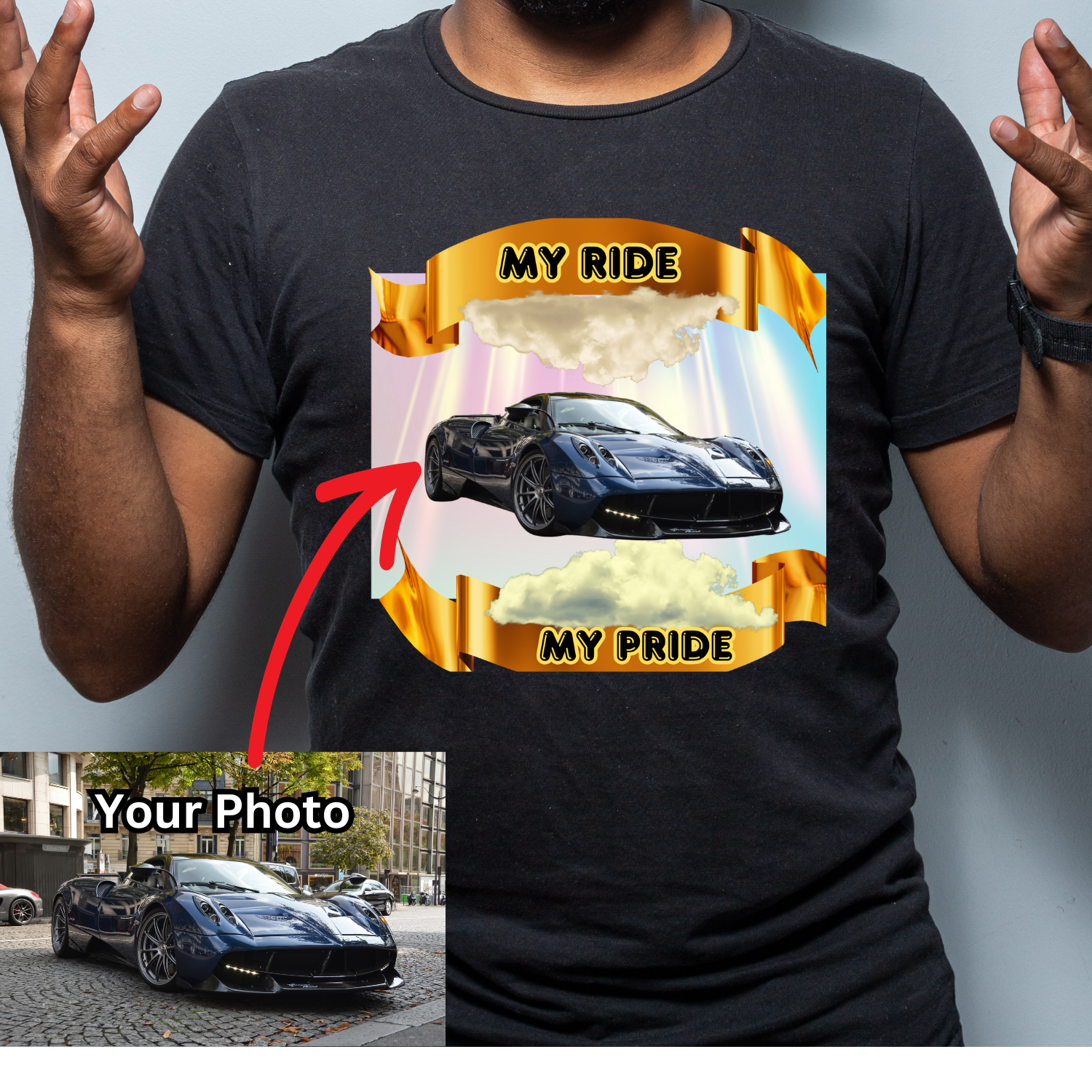 Personalized Photo "My Ride, My Pride" Car Owner Unisex t-shirt