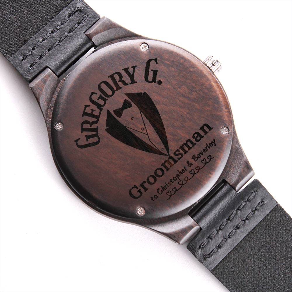 Personalized Engraved Wooden Watch for Groomsman