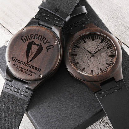 Personalized Engraved Wooden Watch for Groomsman