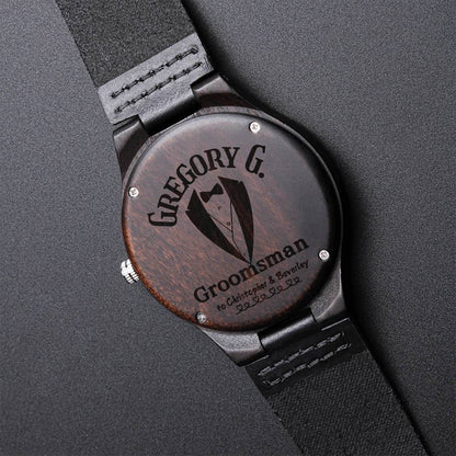 Personalized Engraved Wooden Watch for Groomsman