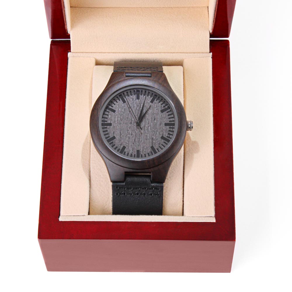 Personalized Wood-Grain "I Love You" Watch