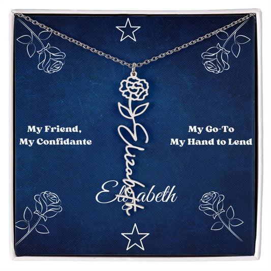 Personalized "Friendship" Birth Flower Name Necklace