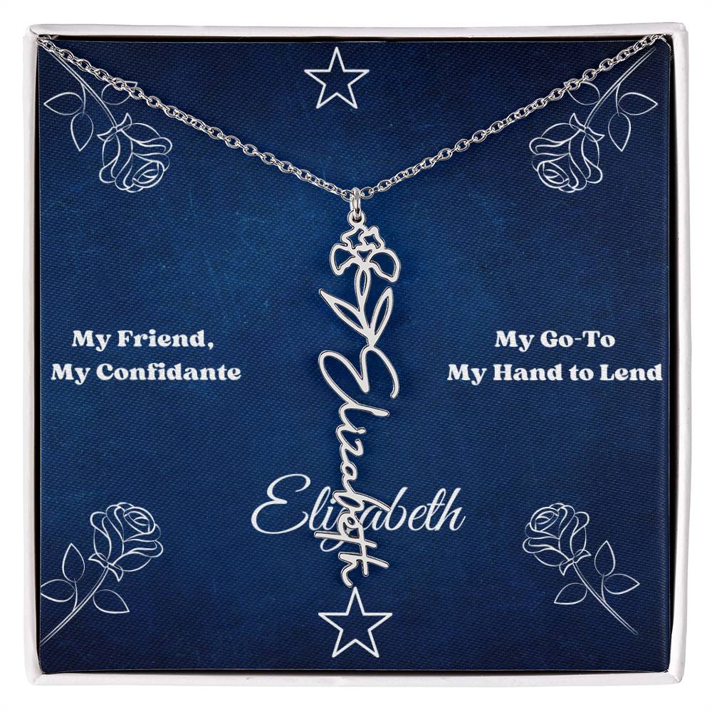 Personalized "Friendship" Birth Flower Name Necklace