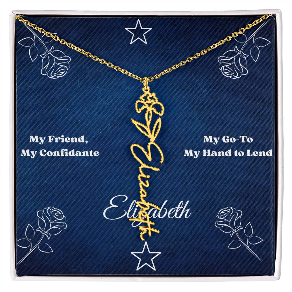 Personalized "Friendship" Birth Flower Name Necklace