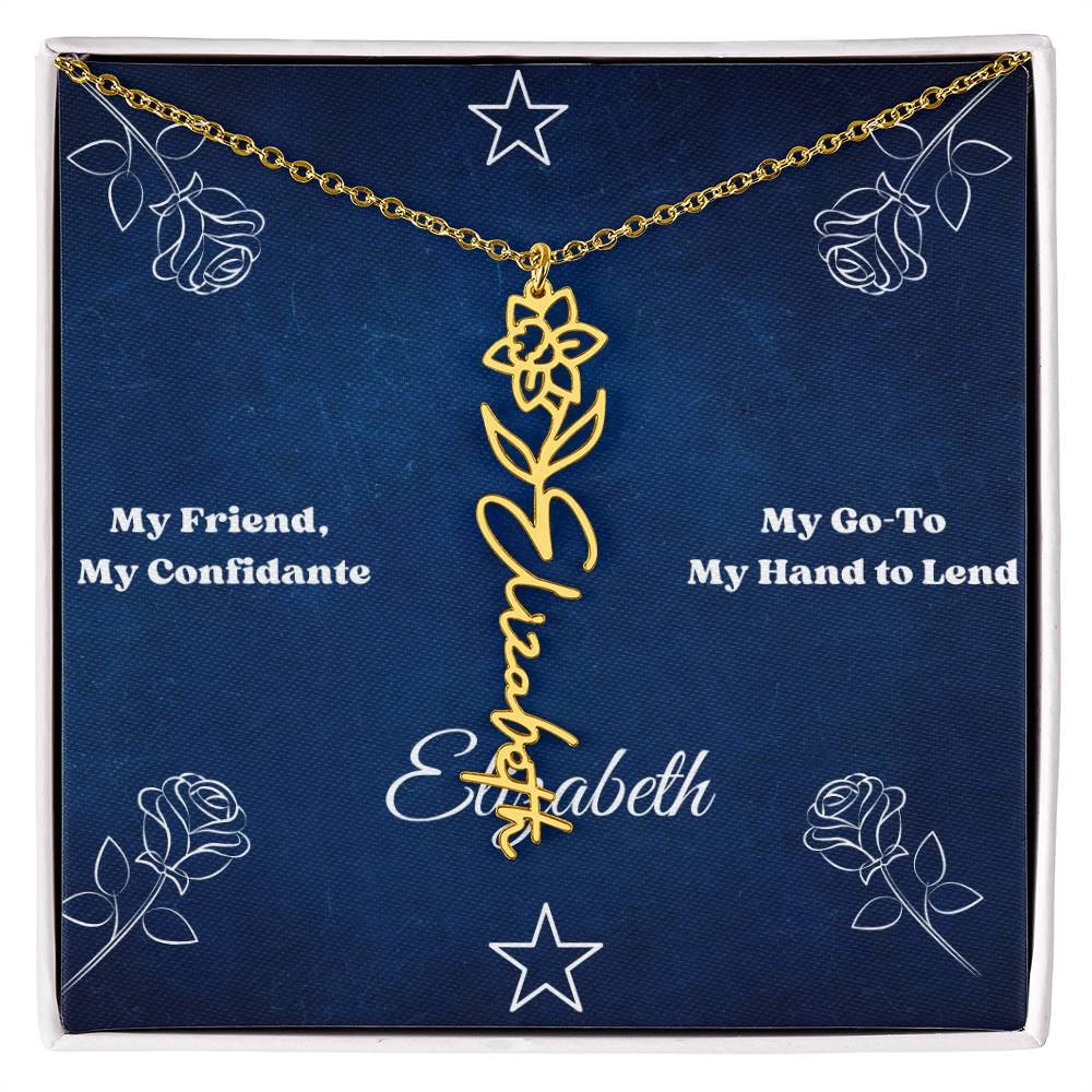 Personalized "Friendship" Birth Flower Name Necklace