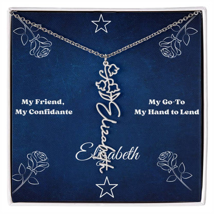 Personalized "Friendship" Birth Flower Name Necklace