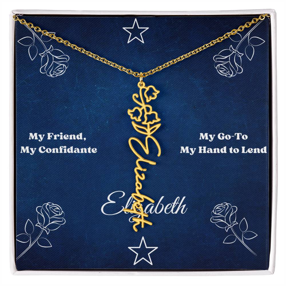 Personalized "Friendship" Birth Flower Name Necklace