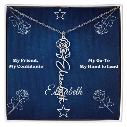 Personalized "Friendship" Birth Flower Name Necklace