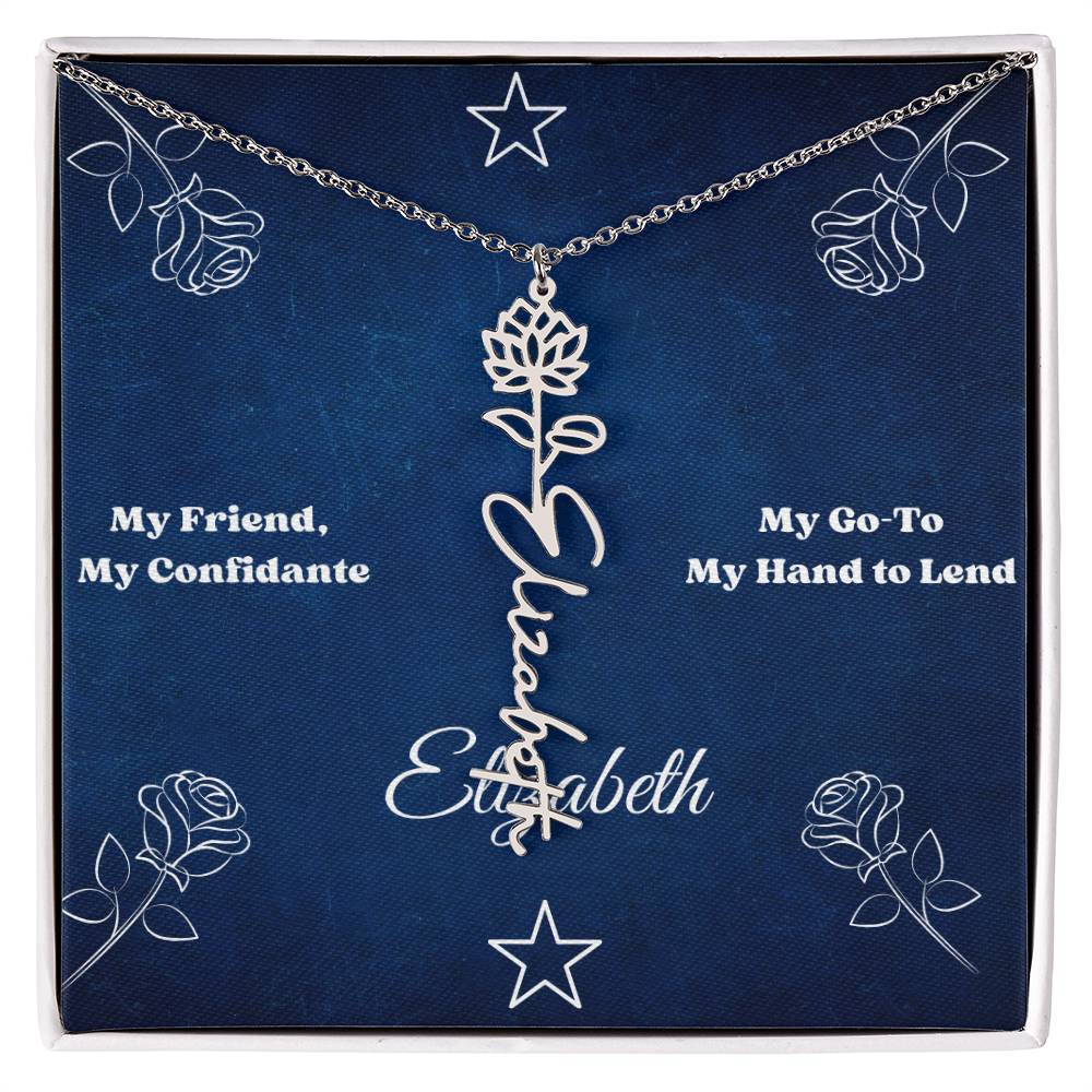 Personalized "Friendship" Birth Flower Name Necklace