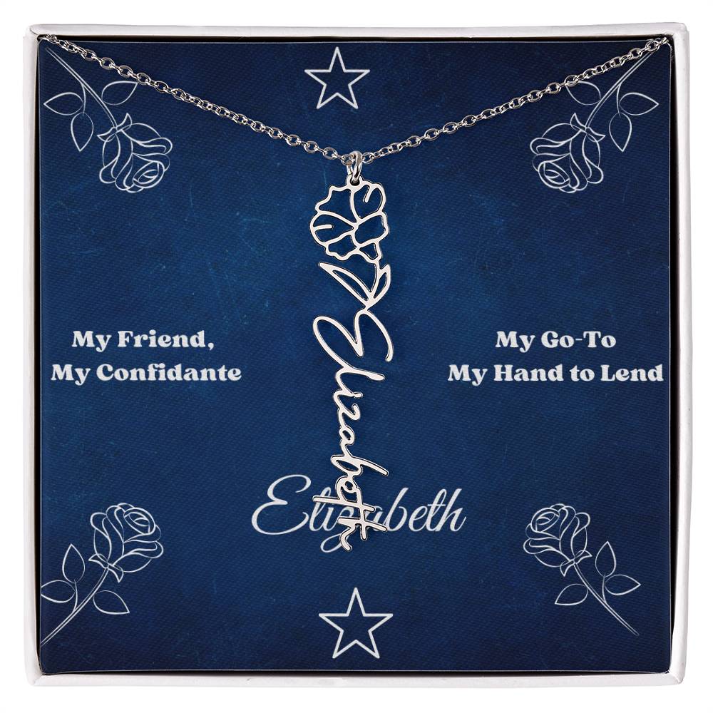 Personalized "Friendship" Birth Flower Name Necklace