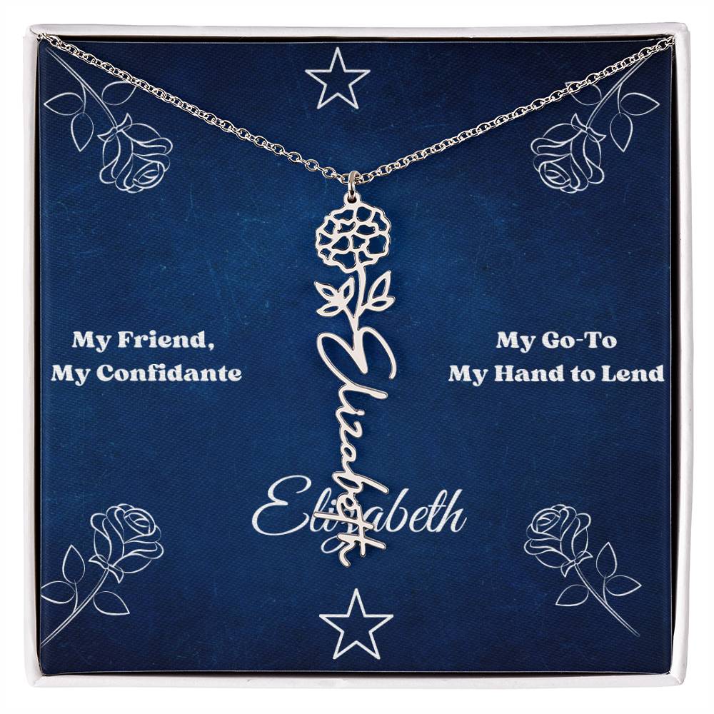 Personalized "Friendship" Birth Flower Name Necklace