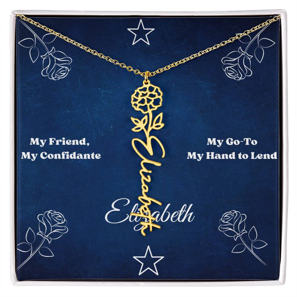 Personalized "Friendship" Birth Flower Name Necklace