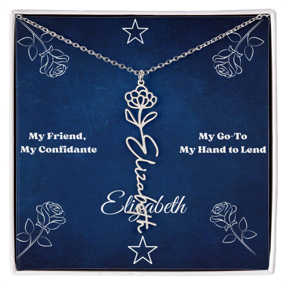 Personalized "Friendship" Birth Flower Name Necklace