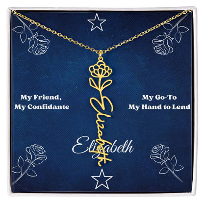 Personalized "Friendship" Birth Flower Name Necklace