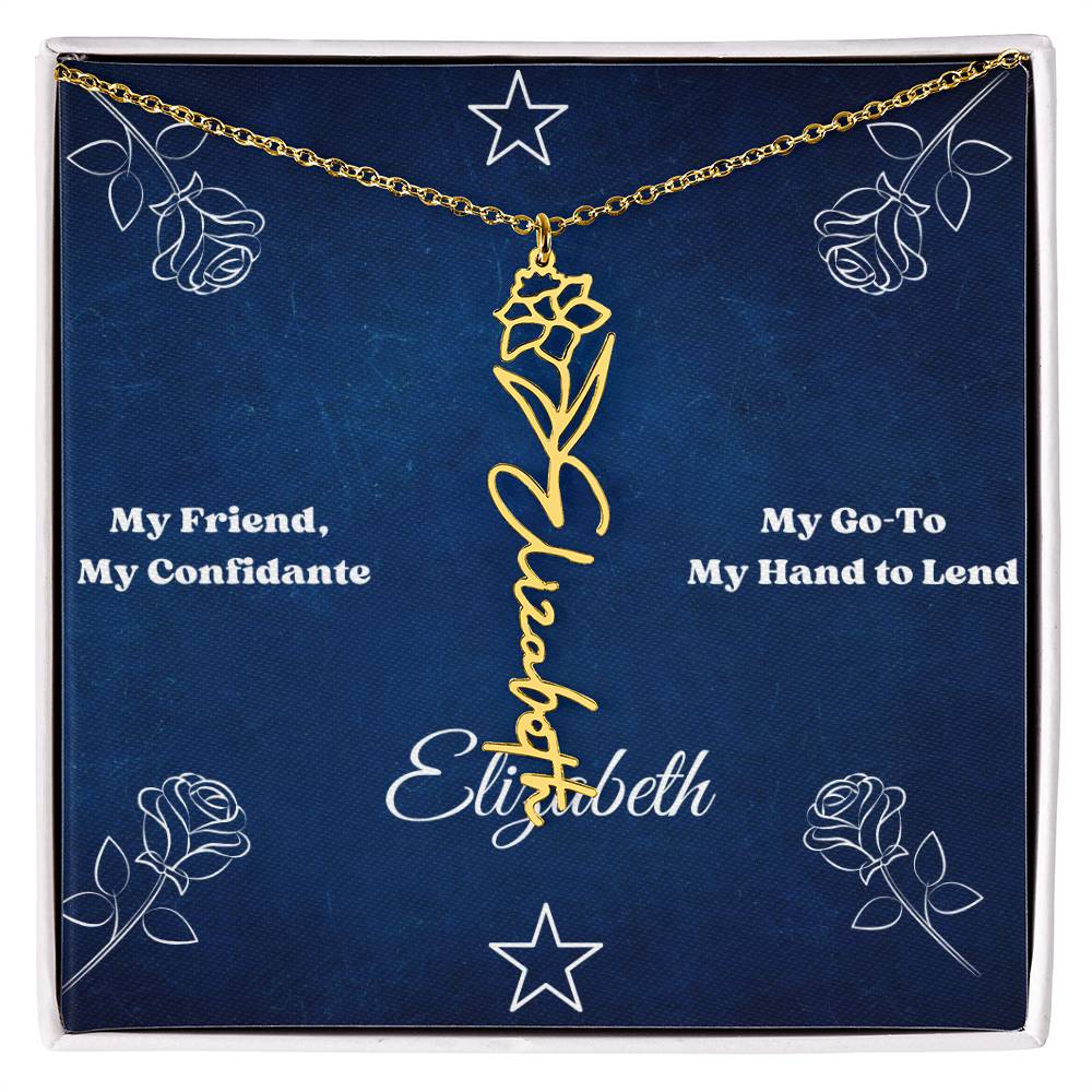 Personalized "Friendship" Birth Flower Name Necklace