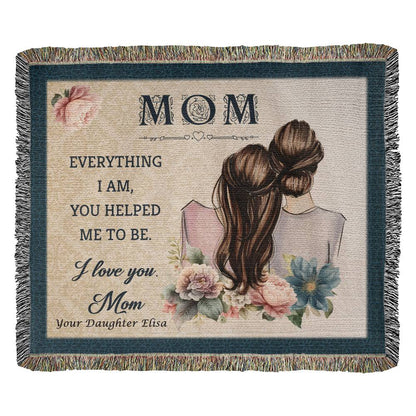 Personalized  60"x 50" Heirloom Woven Blanket for Mom from Daughter